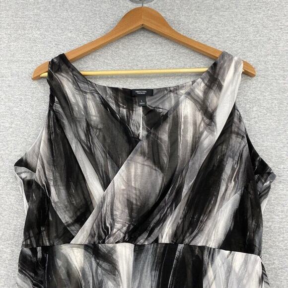 Simply Vera Dress Womens Large Black White Vera Wang Maxi Hi Low Hem Sleeveless - Picture 4 of 11